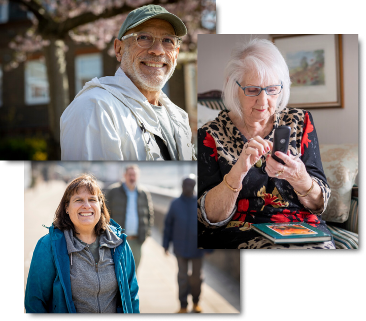 A stack of three pictures